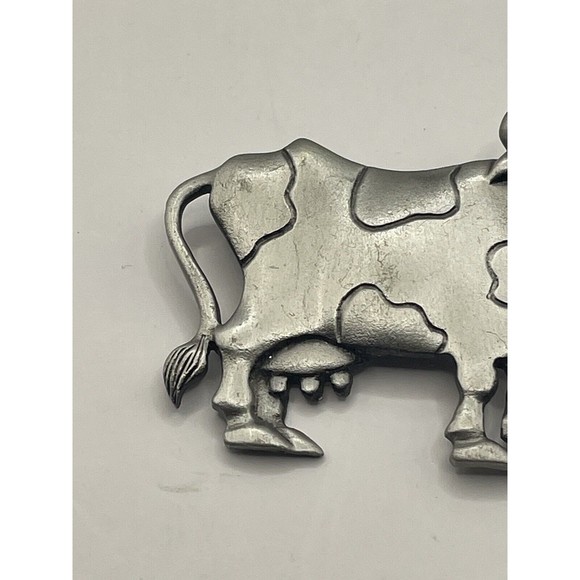 JJ JONETTE Signed Brooch Pin Pewter Cow J90 - Picture 3 of 6